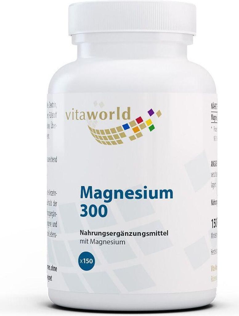 Vitaworld Magnesium 300 | 150 Tabletten | 300 mg reines Magnesium pro Tablette | Trägt zur Muskelfunktion bei | Für gesunde Knochen | Vegan