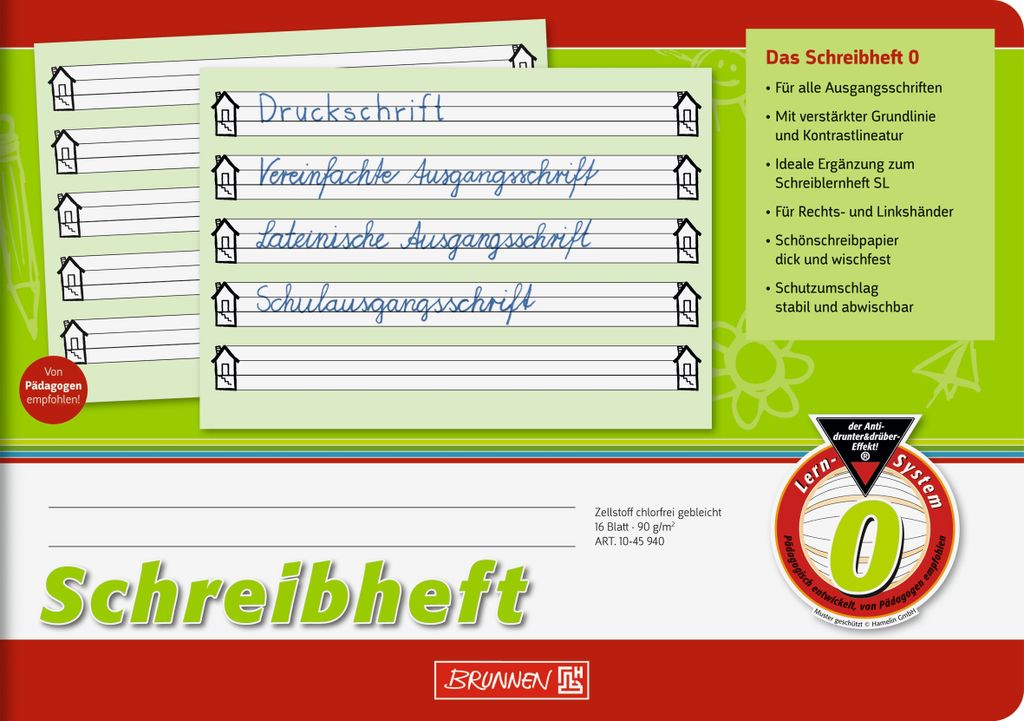 Schreiblernheft Lineatur 0  DIN A5 Produktbild 