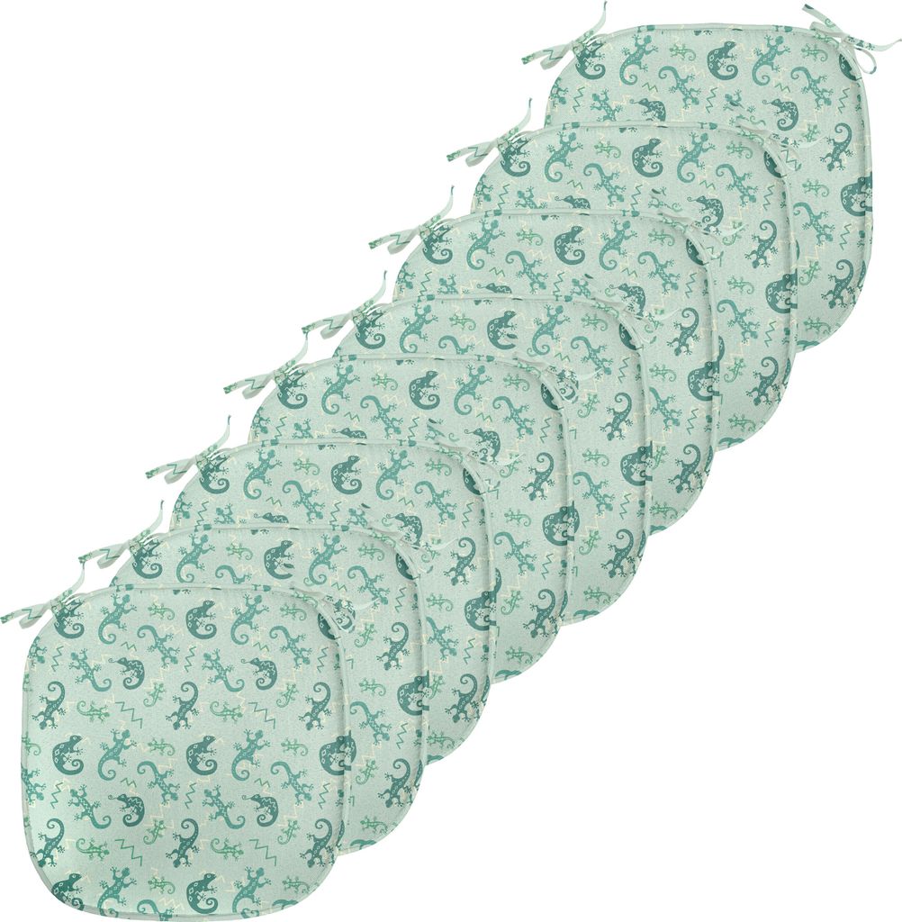 ABAKUHAUS Reptil Polster für Esszimmerstühle, Exotische Eidechse Reptil, Dekoratives wasserfestes Kissen mit Riemen für Küchensitze, 40 cm x 40...