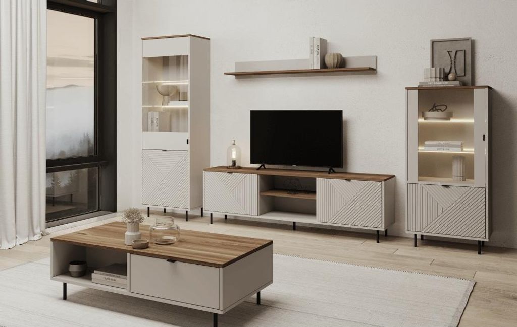 Kondela Regal Eyco 150 - Kaschmir / Eiche Castello