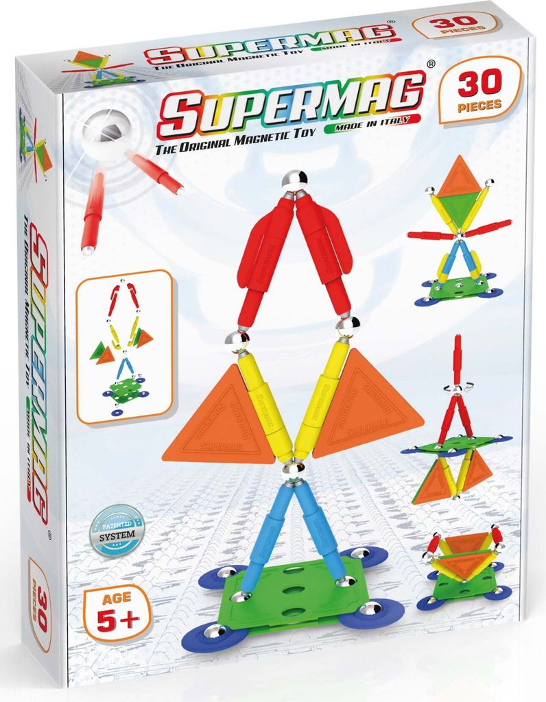 Supermag Projects Mehrfarbiger magnetischer Bausatz, 30-teilig