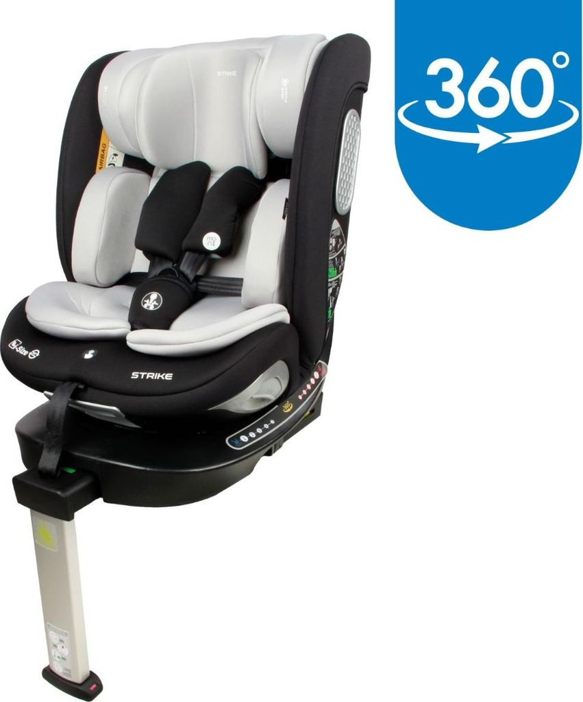Moni Strike i-Size Autokindersitz 40–150 cm Dark Grey – Drehbarer Kindersitz mit Isofix & Stützfuß, 0–12 Jahre