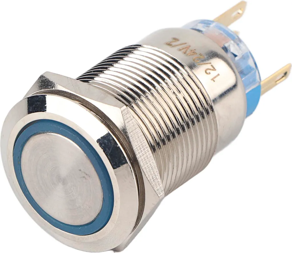 Interruttore Nautico Inox 19mm LED Blu IP67 Impermeabile 12V/24V