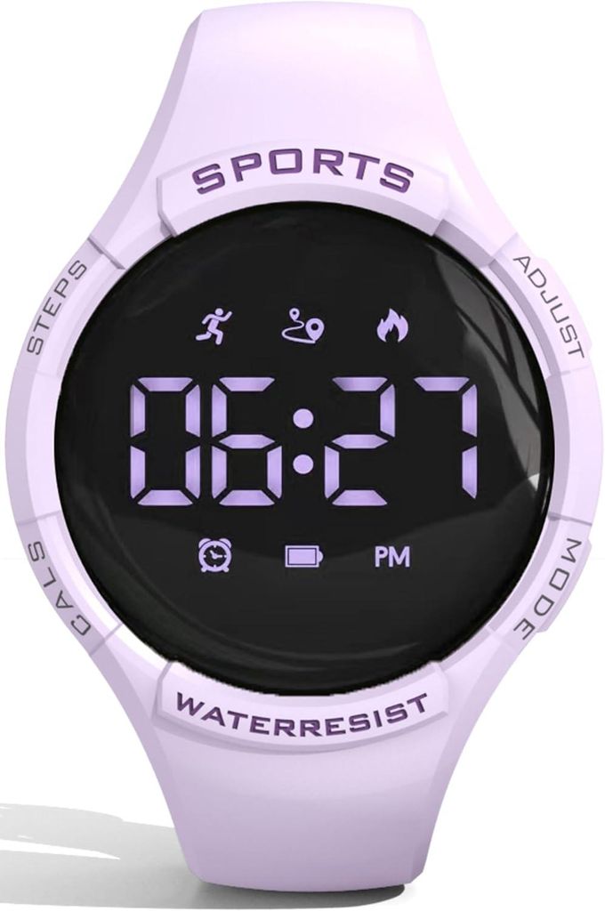 Schrittzähler Fitnessuhr Damen Herren Digital, Ohne App Handy, Kalorien Entfernung Tracker, USB Aufladbar, Wecker Stoppuhr, Kinder Sportuhr Watch