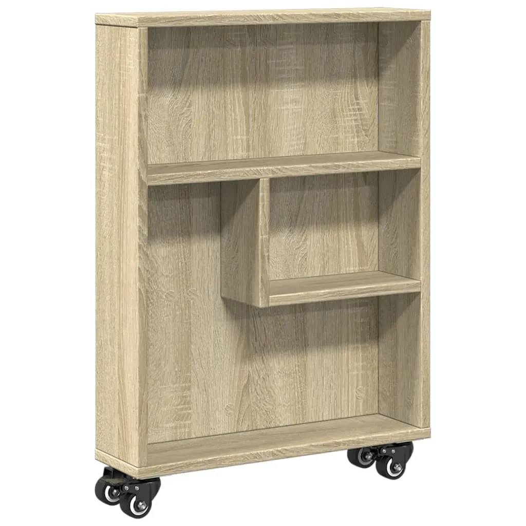 Mobiletto con Ruote Rovere Sonoma 48x13x68 cm | Carrellino Multiuso