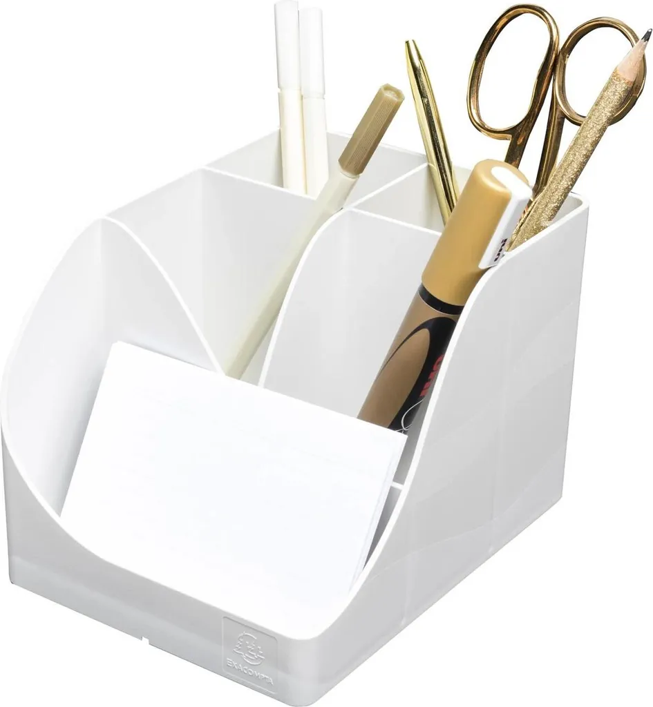 Pot à crayons Blanc Exacompta Autentik 69513D pour Bureau - Set de 4