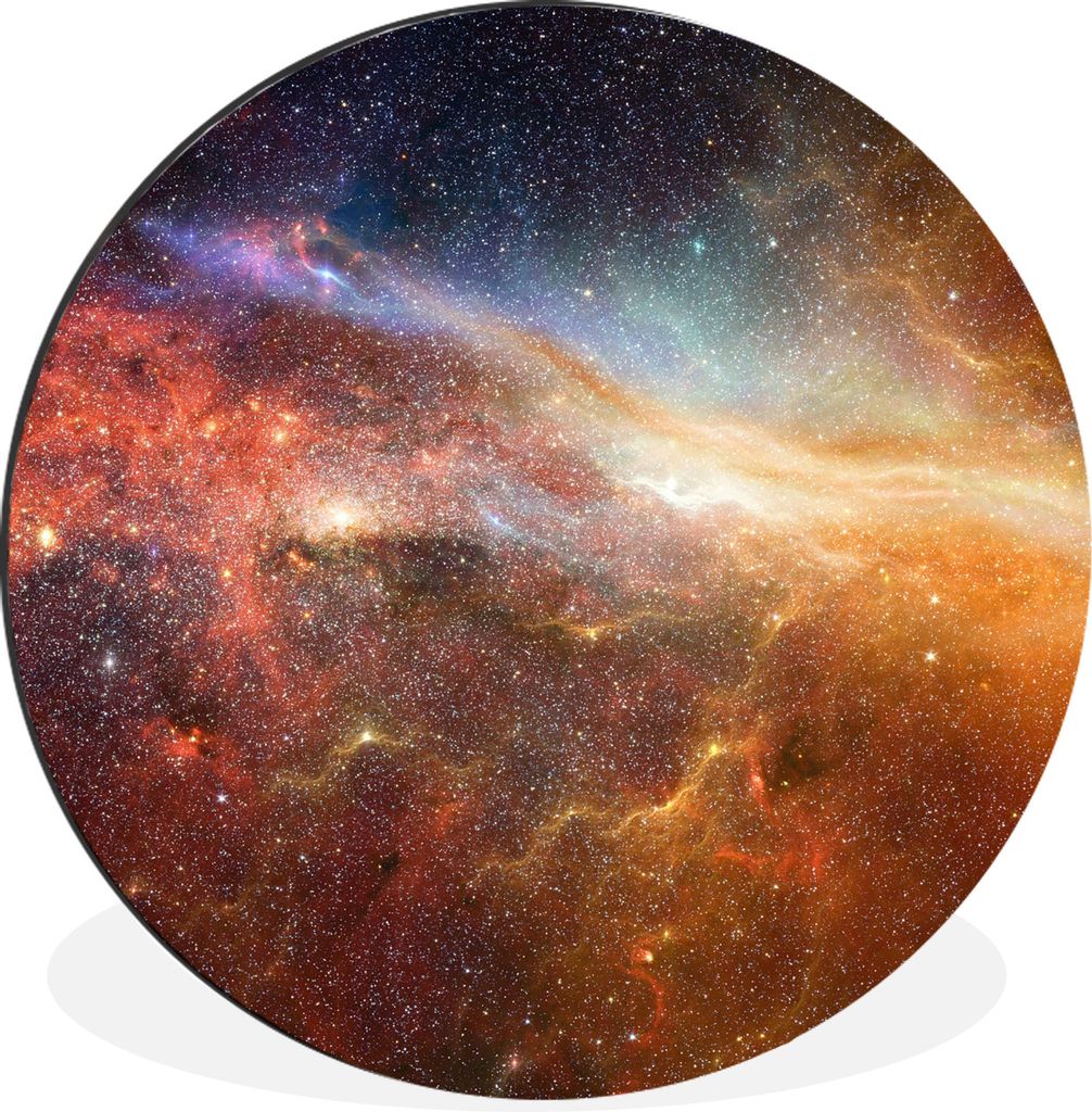 MuchoWow Aluminium Wandkreis Sterne - Weltraum - Orange Ø 60 cm Wanddeko Modern Wohnzimmer - Wand Kreis - Wandbild - Schlafzimmer - Aluminium Bi...
