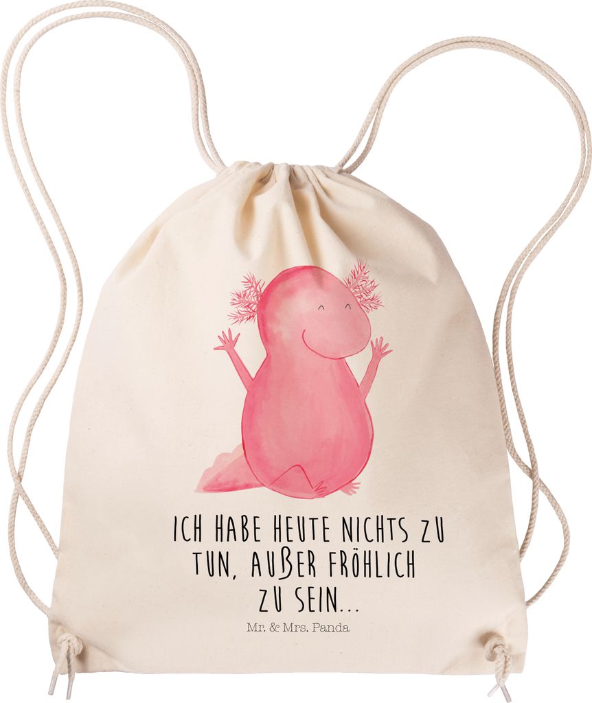 Mr. & Mrs. Panda gym tasche Axolotl Hurra - Transparent - Geschenk, Stoffbeutel, wander rucksack, Lurch, Rucksackbeutel, Sportbeutel, Jutebeutel, M...