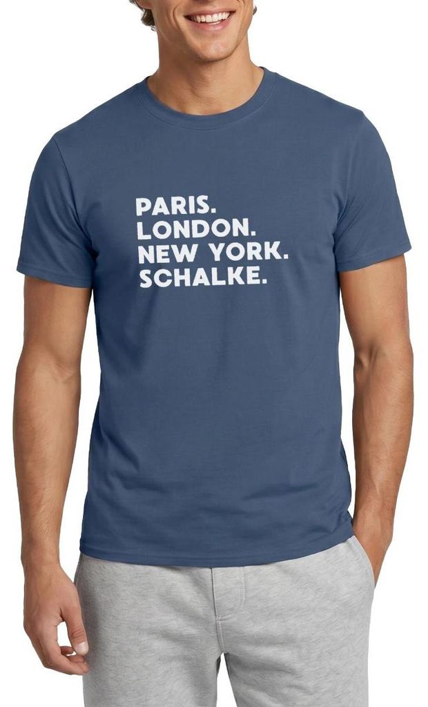 Spreadshirt Schalke Leidenschaft Weltstadt Fußball Männer T-Shirt, XL, Dunkles Denimblau