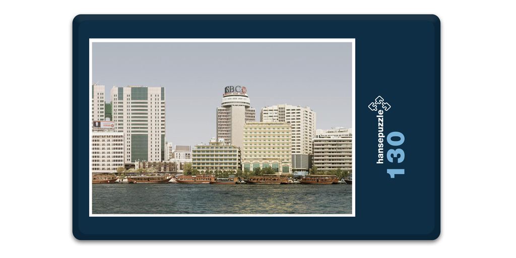 hansepuzzle 18106 - Dubai Puzzle, 130 Teile, Reisen, 28,7 x 20,0cm mit hochwertiger Aufbewahrung, Kartonbox und wiederverschließbarem Beutel