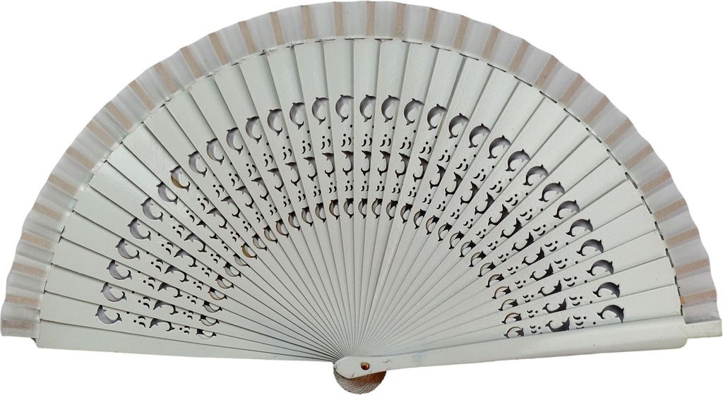 Fächer - Wedel - Faltfächer - Handfächer - einfarbig - groß - Delphin - weiß