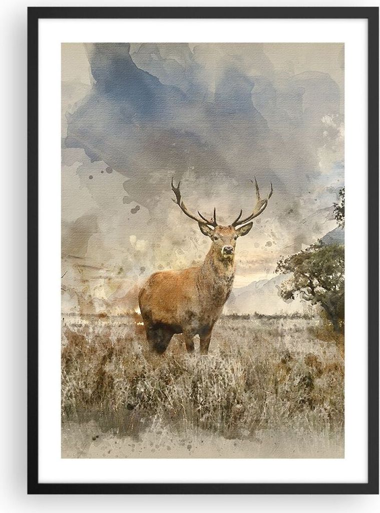 Gerahmtes Poster - Schwarzer Rahmen - rotwild natur - 50x70 Produktbild 