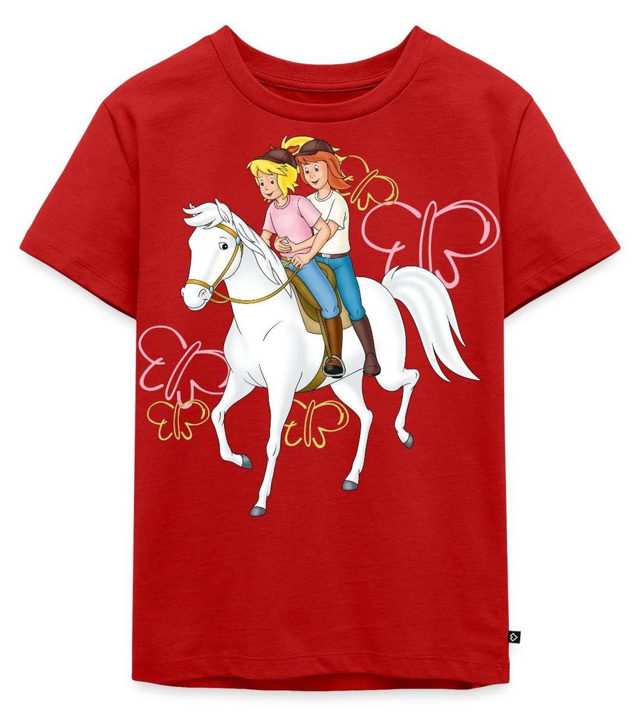 Spreadshirt Bibi Und Tina Reiten Auf Stute Sabrina Kinder Premium T-Shirt, 110/116 (4 Jahre), Rot