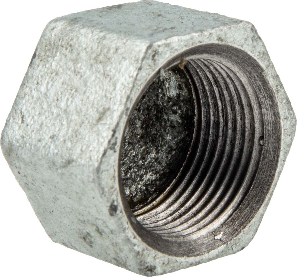 Temperguss-Gewindefitting verzinkt Kappe Sechskant, 3/4 Zoll, Typ 300, DVGW