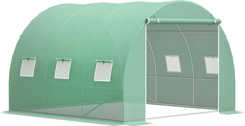 Outsunny Serre de Jardin Tunnel 9 m² 3x3x2m - Acier et PE Vert