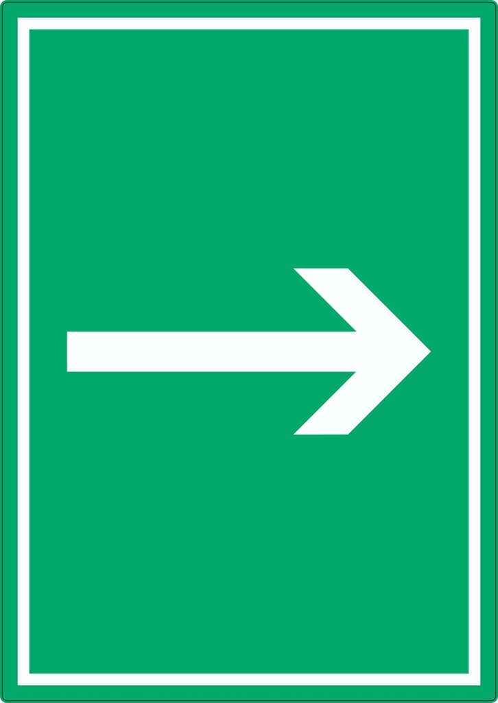 Richtungspfeil rechts Aufkleber hochkant weiss grün Pfeil A2 (420x594mm)