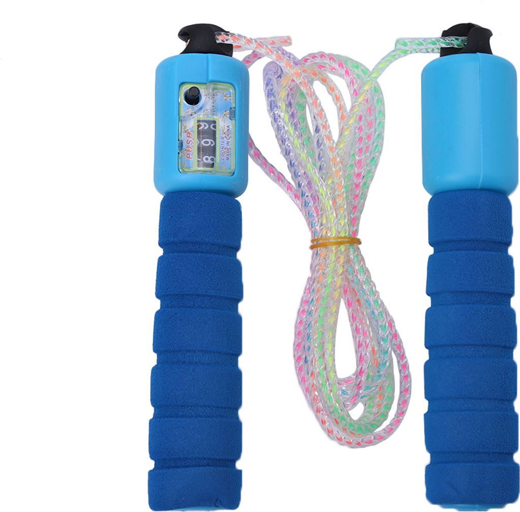 Verstellbares PVC-Springseil mit präziser Zählung und bequemen Anti-Rutsch-Griffen (blau)