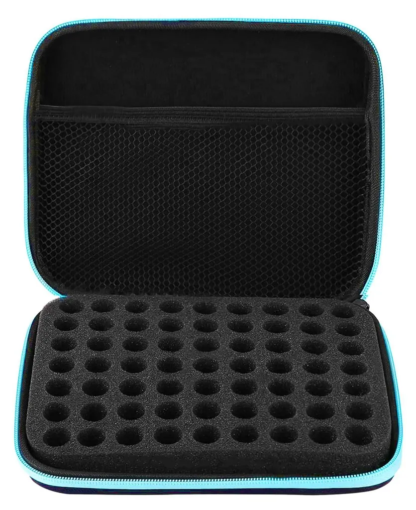 Boîte de rangement 63 compartiments pour huiles essentielles en EVA noir