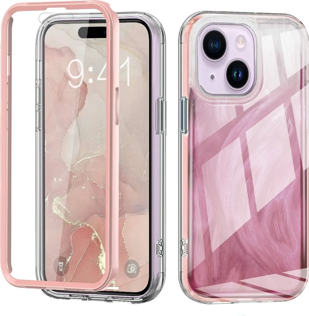 OFFERTA Cover iPhone 15 Rosa Bumper Ibrido PC+TPU Anti-Caduta