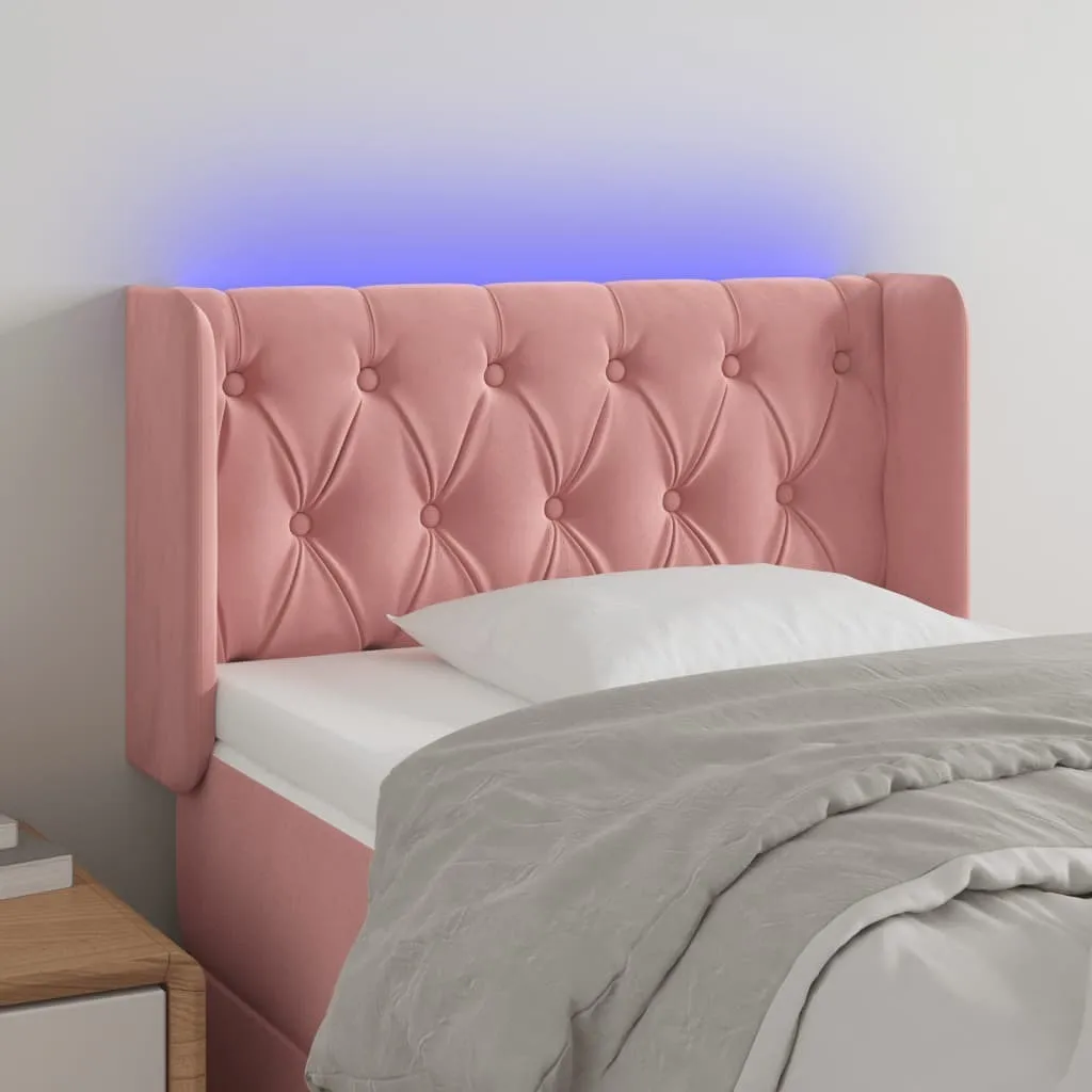 Tête de lit rose en velours avec LED intégrées 83x16 cm design luxe - 2