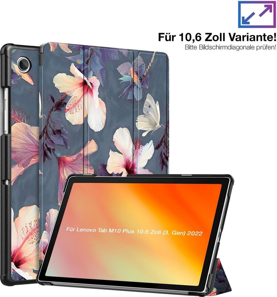 Schutzhülle für Lenovo Tab M10 Plus 10.6 3. Gen 2022 Cover Case Schutz Tablet Farbe: Blühender Hibiskus