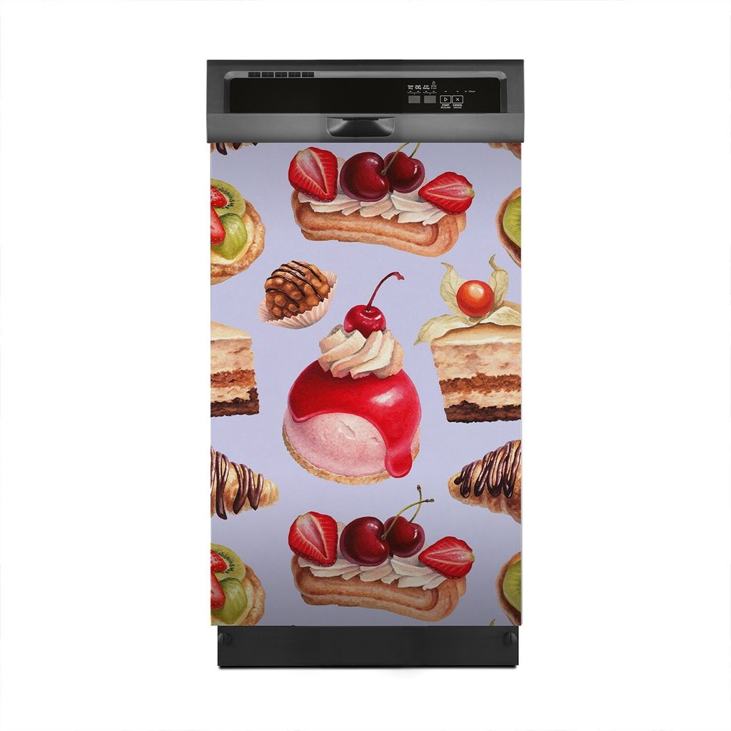 Magnete Dekorative 45x70 cm Küche Magnetmatte Spülmaschine - Desserts Erdbeere Hörnchen