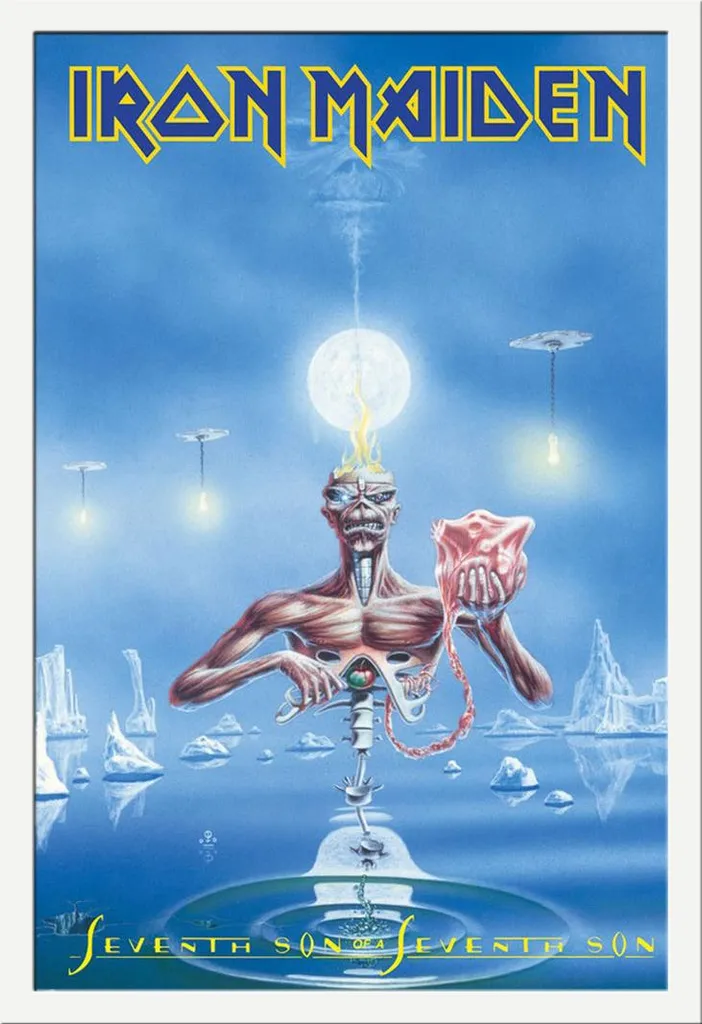 Poster Seventh Son Iron Maiden Cadre Blanc Shinsuke en MDF et Acrylique
