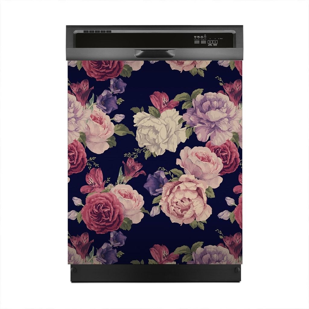 Magnete Dekorative 60x70 cm Küche Magnetmatte Spülmaschine - florales Muster mit Rosen