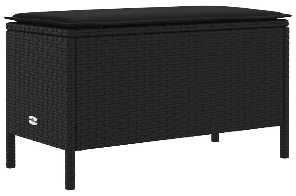 vidaXL Garten-Fußhocker mit Kissen Schwarz 80 x 38 x 45 cm PE-Rattan