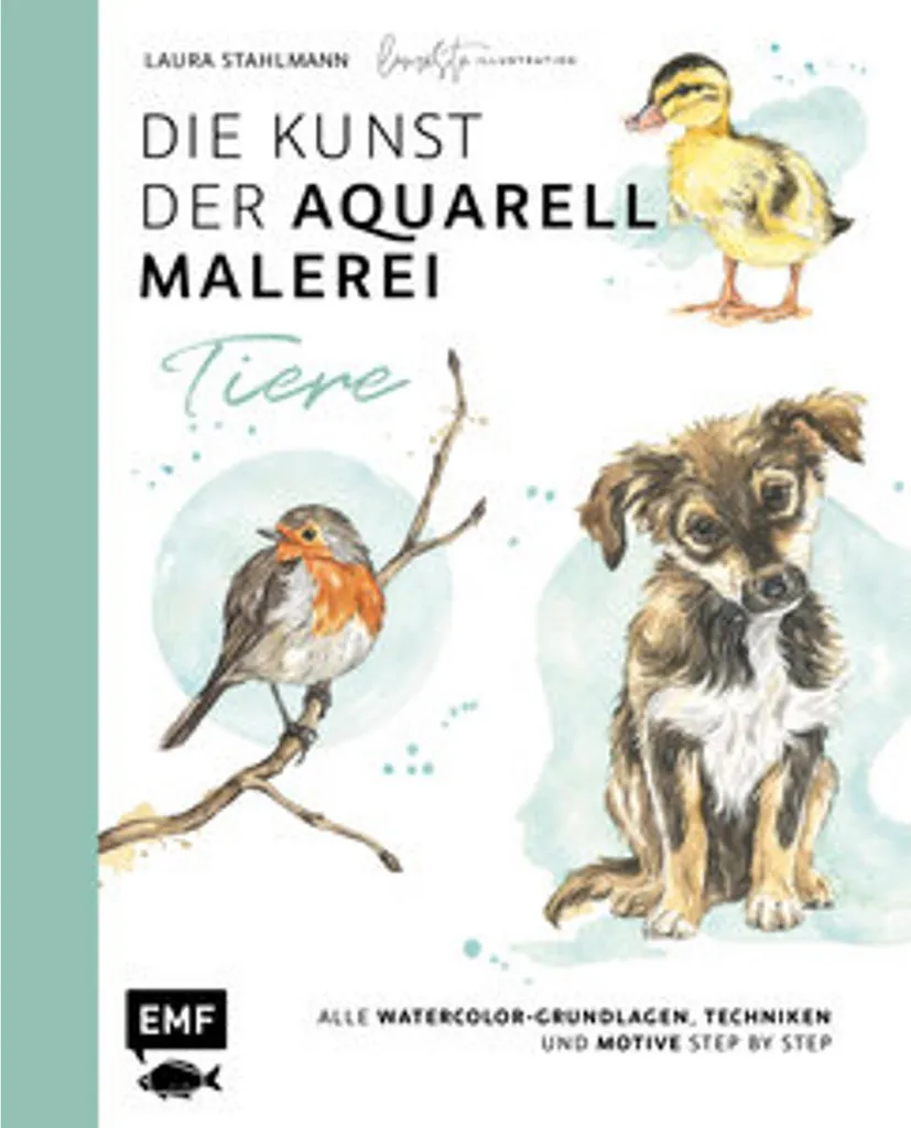 Livre Aquarelle Animaux : Techniques et Motifs Step by Step - 128 Pages - 2