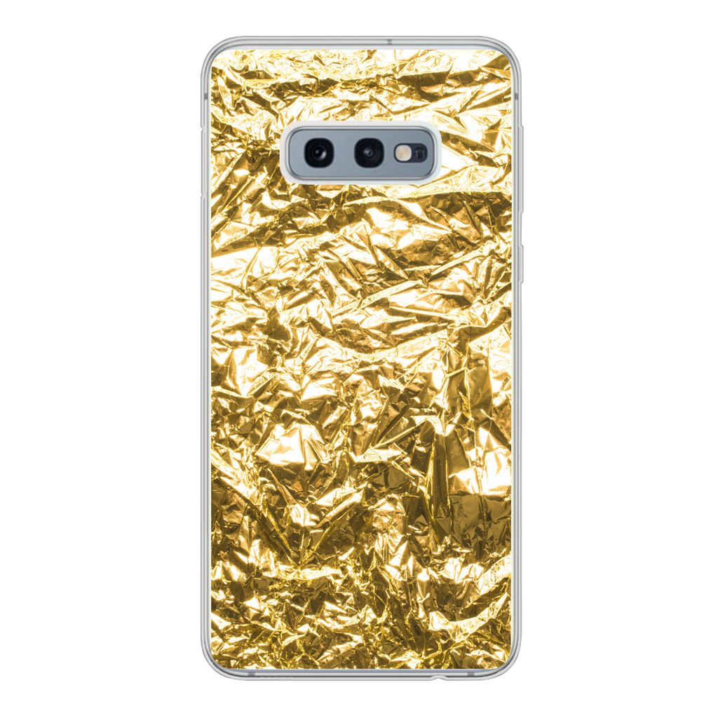 MuchoWow Handyhülle Schutzhülle Hülle für Samsung Galaxy S10e Goldfolie mit faltiger Textur Silikon Softcase Handy Hülle - Handy