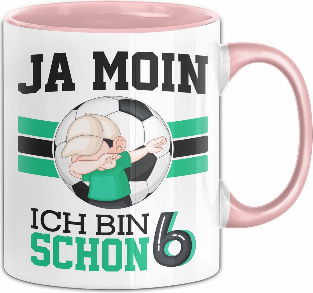 6. Geburtstag Geschenk Tasse Becher Junge Geburtstagsgeschenk Ja Moin Ich Bin Schon 6 (Rosa)