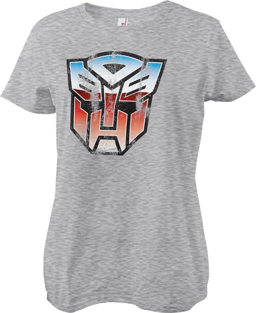 Distressed Autobot Shield Girly Tee - XX-Large - HeatherGrey