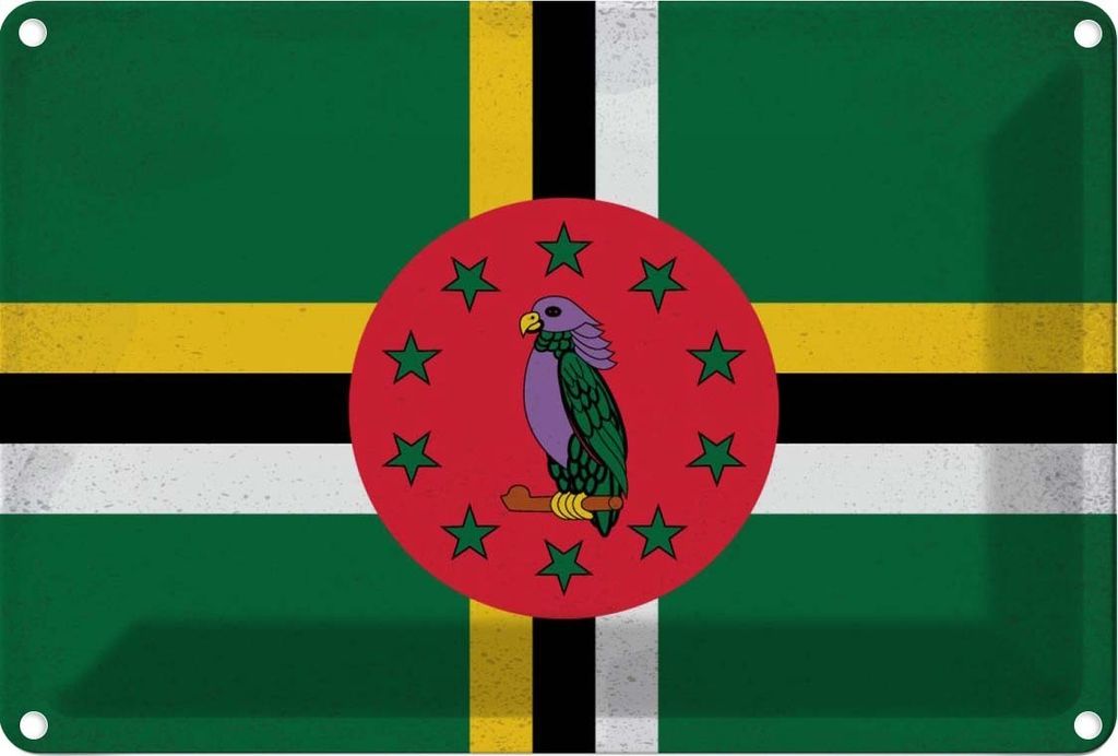 vianmo Blechschild 12x18 cm Dominica Vintage Flagge Fahne Wappen