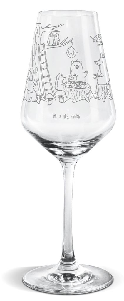 Mr. & Mrs. Panda Weinglas Waldtiere Picknick - Transparent - Geschenk, wein glas, Maus, Lustige Sprüche, Weißwein, Weißweinkelch, Wald, Hase, Ig...