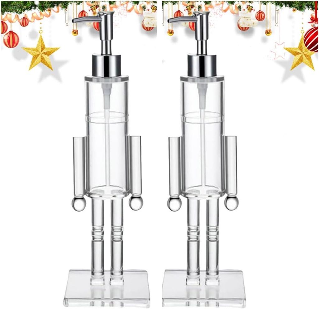 Nussknacker-Spender aus Acryl, 300 ml, dekorative Weihnachtspumpe, für Bad/Küche