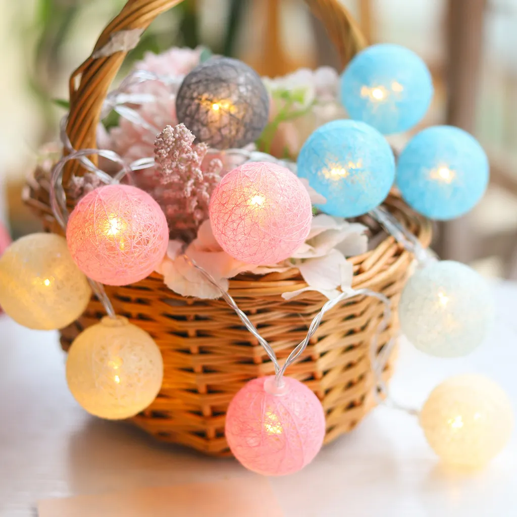 Indoor Colourful Led Ball String Lights Battery Operated, batteria bianca calda Fairy Lights Decorazione per la camera da letto di nozze partito, 1,5 m 10 palline
