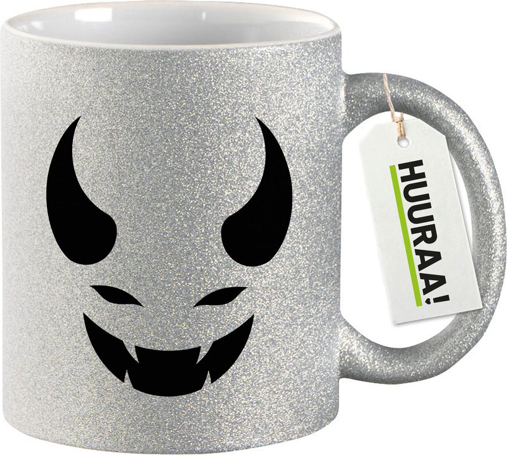 Huuraa Glitzertasse Teufel Devil 330ml Silber Keramik Produktbild 