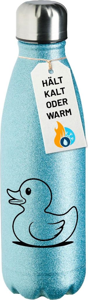 Huuraa Trinkflasche Gummiente Silhouette 500ml Blue Edelstahl Wasserflasche Trinkflasche Geschenkidee
