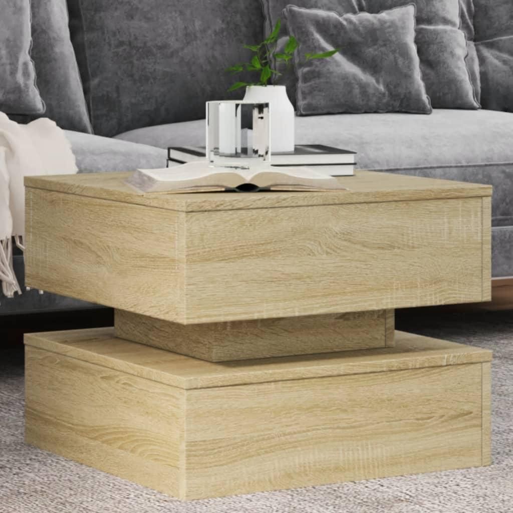Konferenční stolek s LED světly Sonoma dub 50x50x40 cm Obrázek produktu 