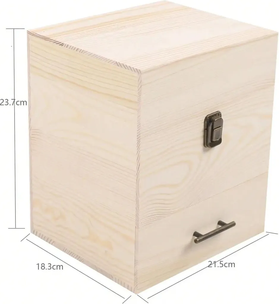 Boîte de rangement huiles essentielles 59 flacons bois 3 plateaux - 4