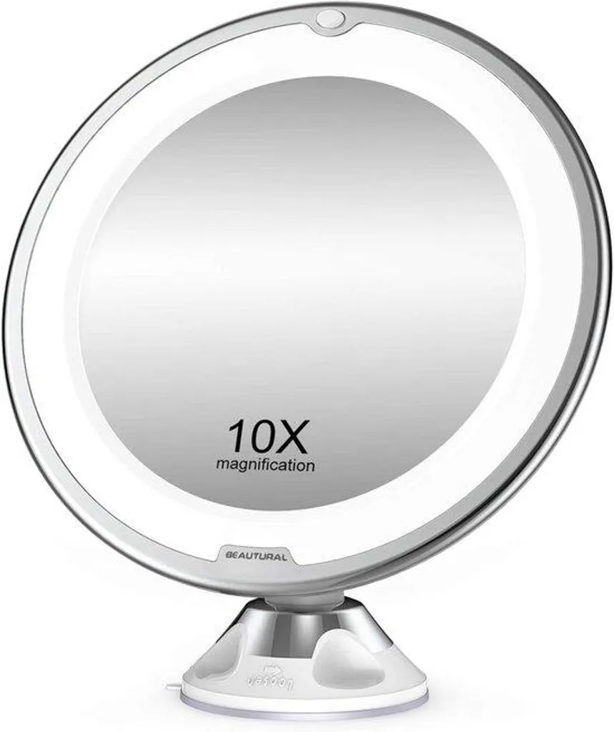 Miroir mural LED pivotant 360 sans fil chromé pour salle de bain chic