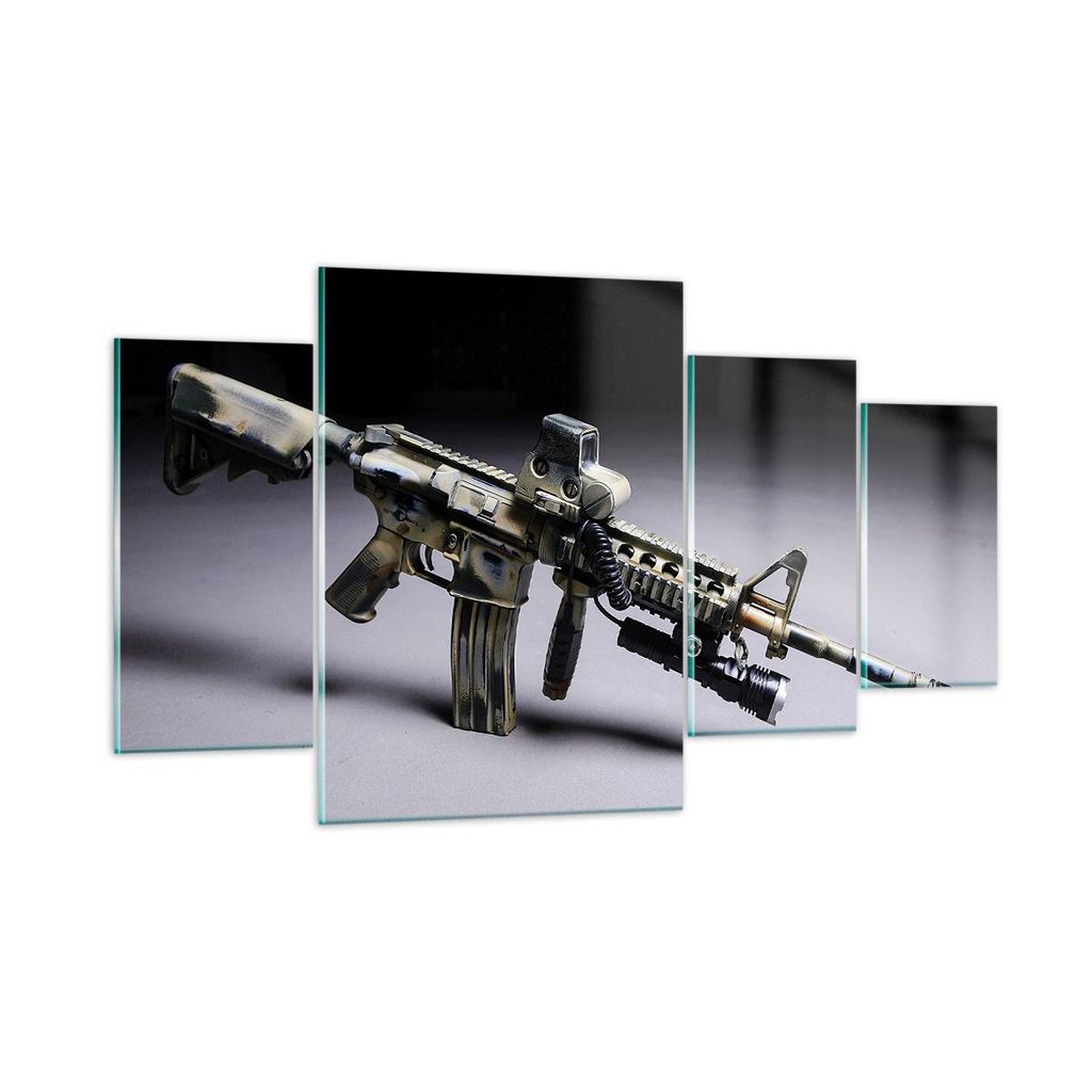 Bilder auf glas - Armee Gewehr - 160x90cm - Glasbilder - Wandbilder - Bilder - Kunstdruck - zum Aufhängen bereit - Wanddekoration aus Glas - Glas ...
