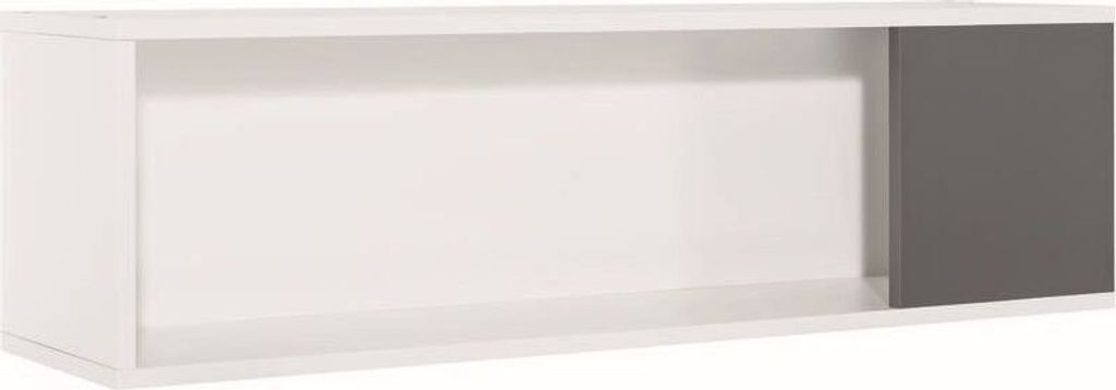 Jugendzimmer - Hängeregal / Wandregal Syrina 07, Farbe: Weiß / Grau - Abmessungen: 29 x 100 x 25 cm (H x B x T)