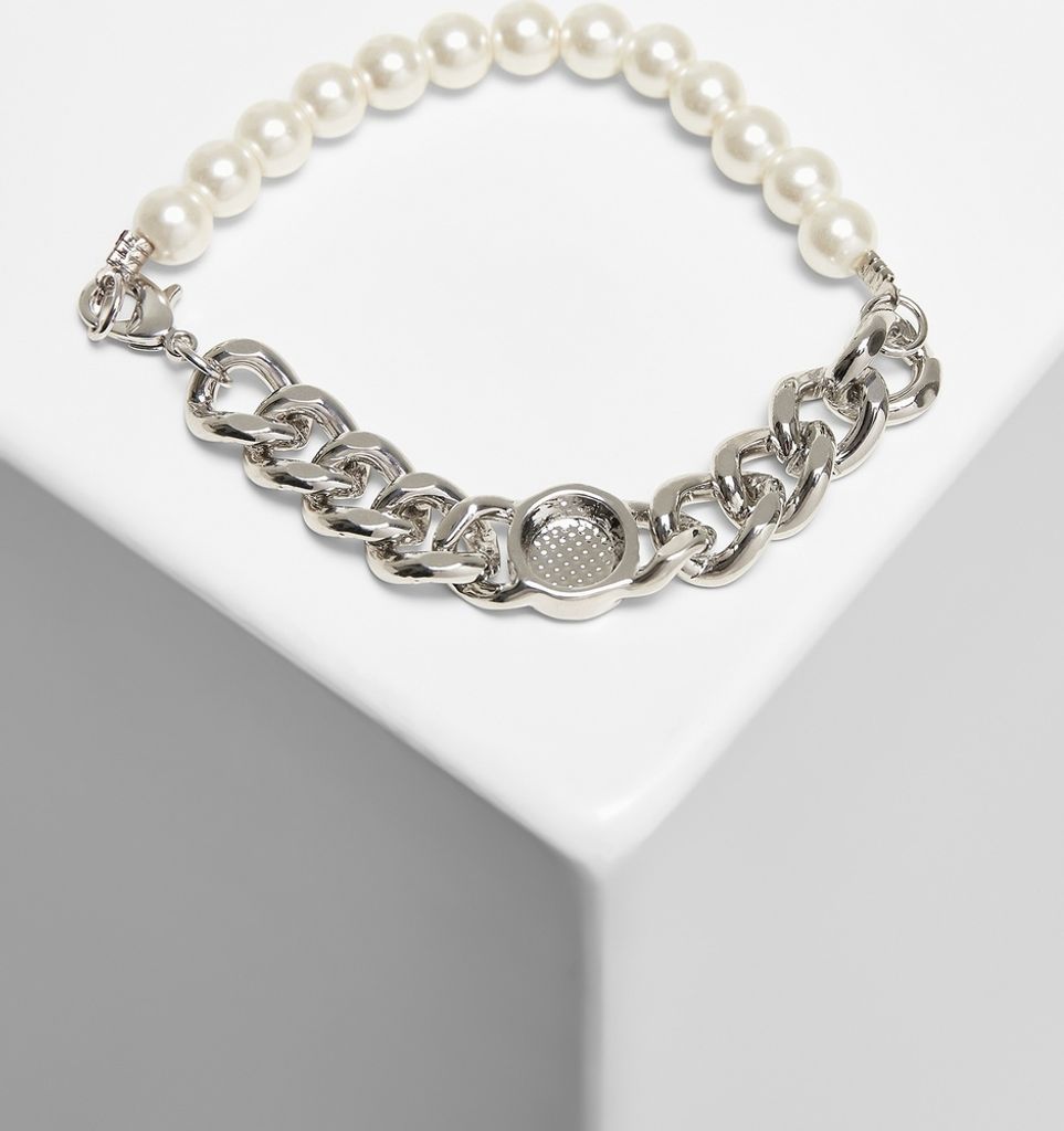 Urban Classics Armband Pearl Flat Chain Bracelet Silver-L/XL