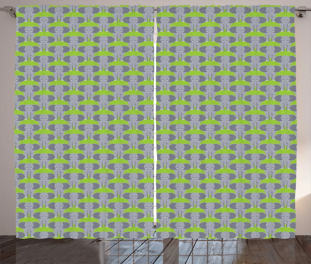 Rideau de chambre décoratif éléphant 280x225 cm pour ambiance relaxante