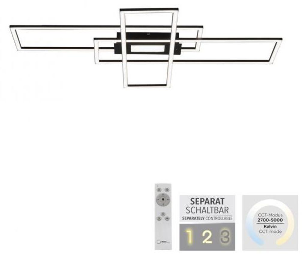 LED Deckenleuchte Asmin 98 x 69 cm Schwarz Produktbild 