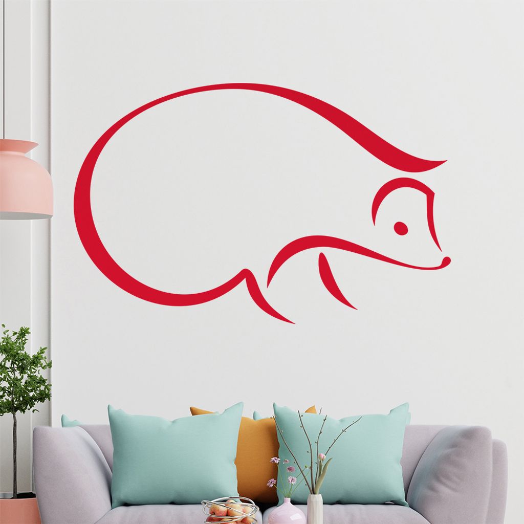 igel Linien Wandtattoo in 6 Größen - Wandaufkleber Wall Sticker - Dekoration, Küche, Wohnzimmer, Schlafzimmer, Badezimmer
