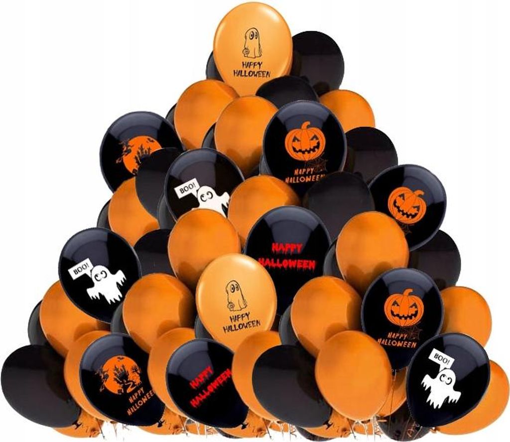 Halloween Ballon Set Orange Schwarz 62tlg.