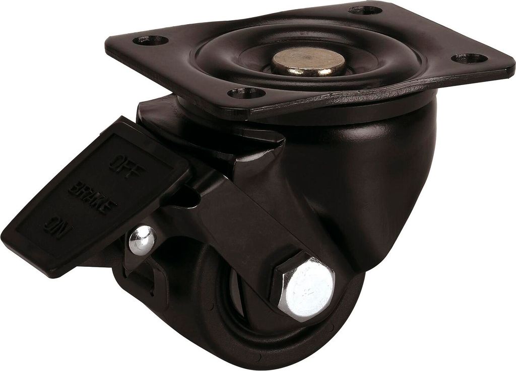 Dörner + Helmer Lenkrolle mit Feststeller & Platte ø 75mm - Möbelrolle belastbar bis 300kg, schwarz